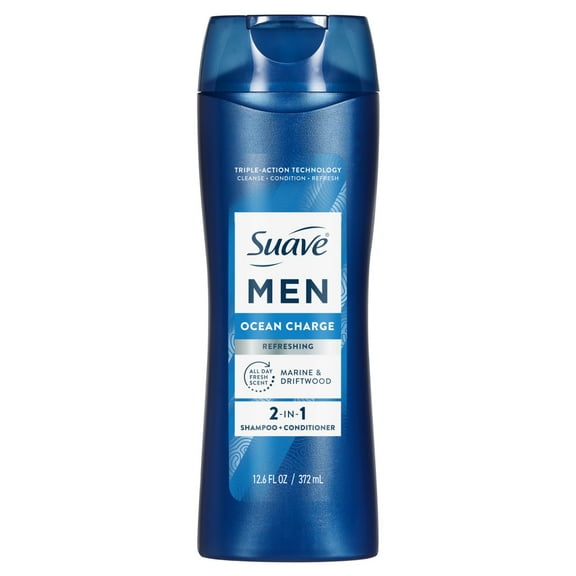 Suave Men Ocean Charge 2-in-1 Refreshing Shampoo & Conditioner with Pro Vitamin B5, 12.6 FL OZ