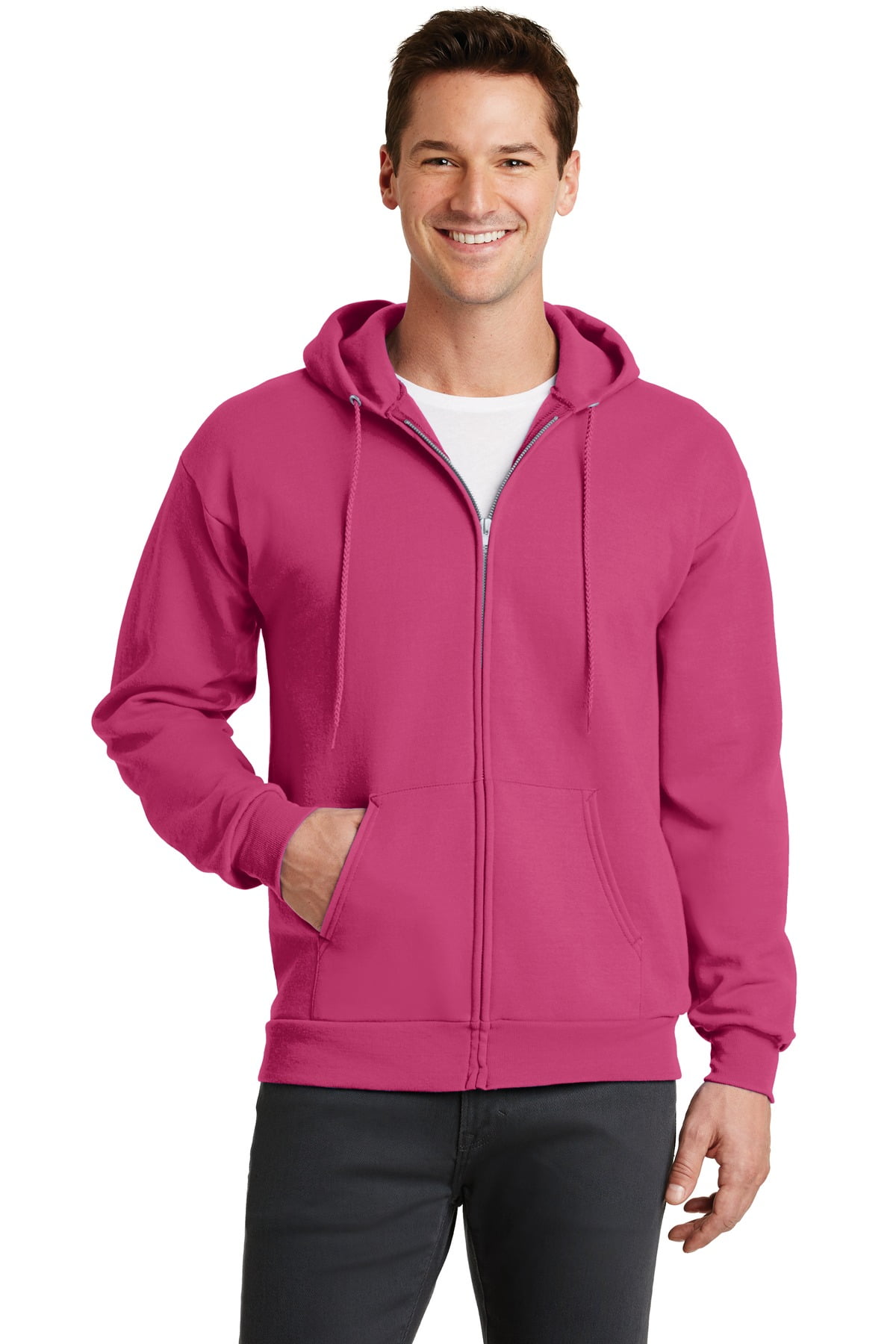 Port & Company Core Fleece Full Zip Hooded Sweatshirt-M (Sangria 