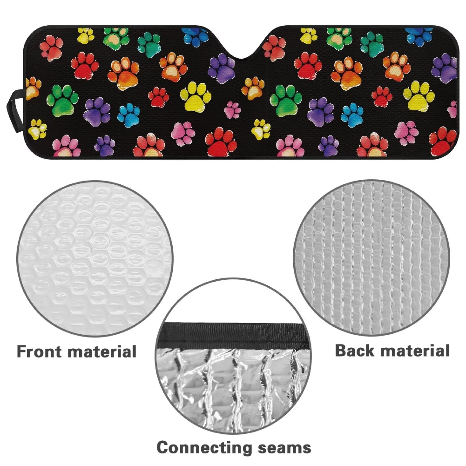 Uorisanigo Windshield Sun Shade for 2018-2024 Jeep Wrangler JL JLU & Gladiator JT, Foldable Colorful Puppy Dog Paw Windshield Sunshade Sun Visor Blocks UV Rays, Car Accessiores