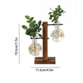 thumbnail image 3 of Flowerpots with Dish Ceramic, Hydroponic Wood Frame with Glass Vase Water Glass Vase Simple Retro Vase Rack Flower Pot with Tray Plants Terrarium Clear Vase with Wooden Stand, Flower Pots, 3 of 6