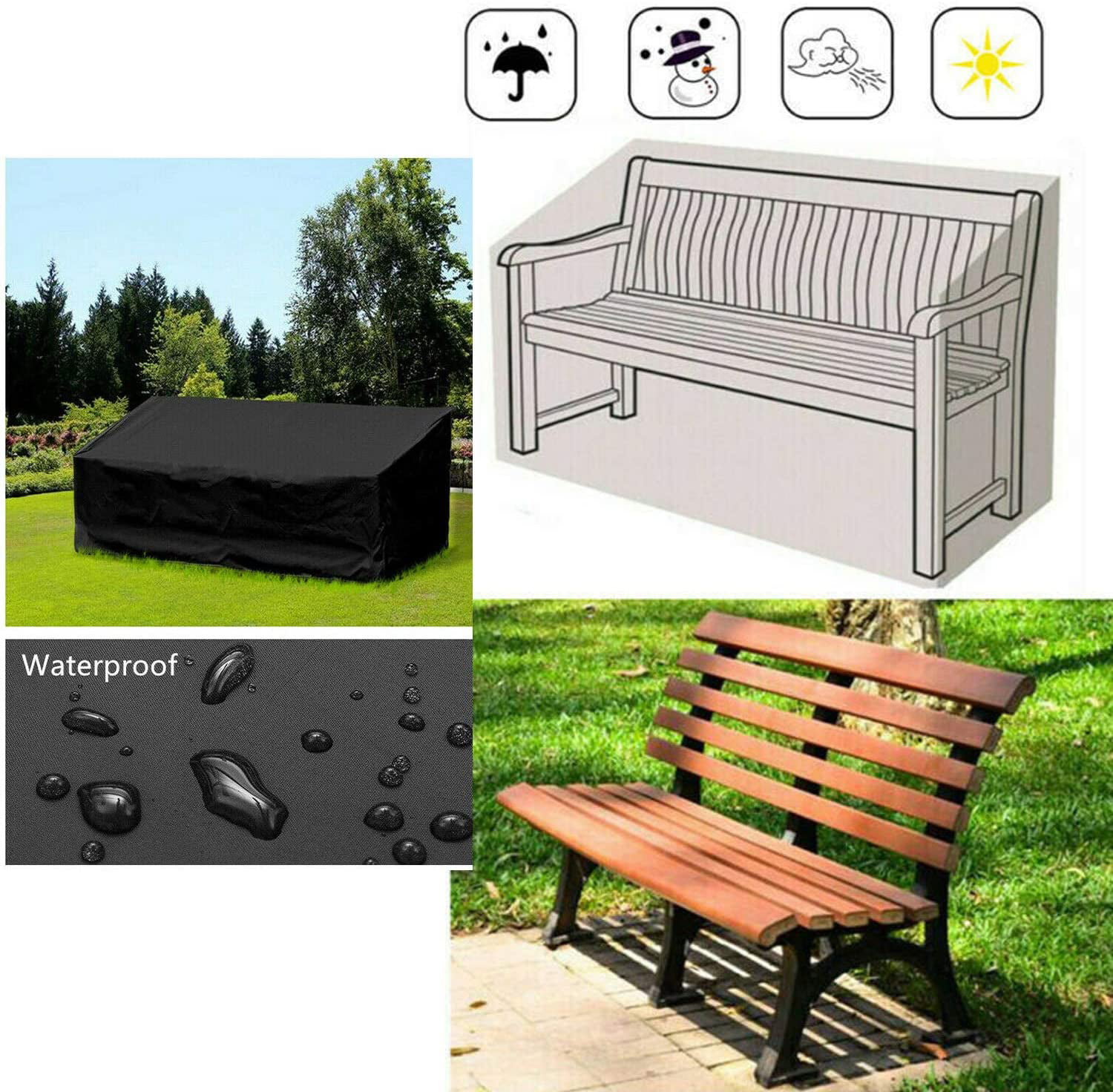 Two Seat 52.7 Lx26 Wx35 H HZC394 Weather Resistant Sofa Cover Patio Bench Loveseat Cover Deep Seat Cover Patio Furniture Cover 