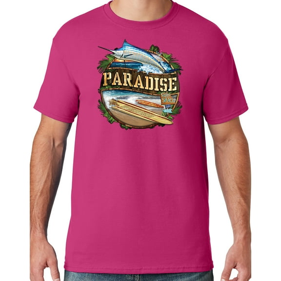 Mens Manu Bay Surf Company PARADISE SURF SHACK MARLIN T-shirt, 4XL Cyber Pink