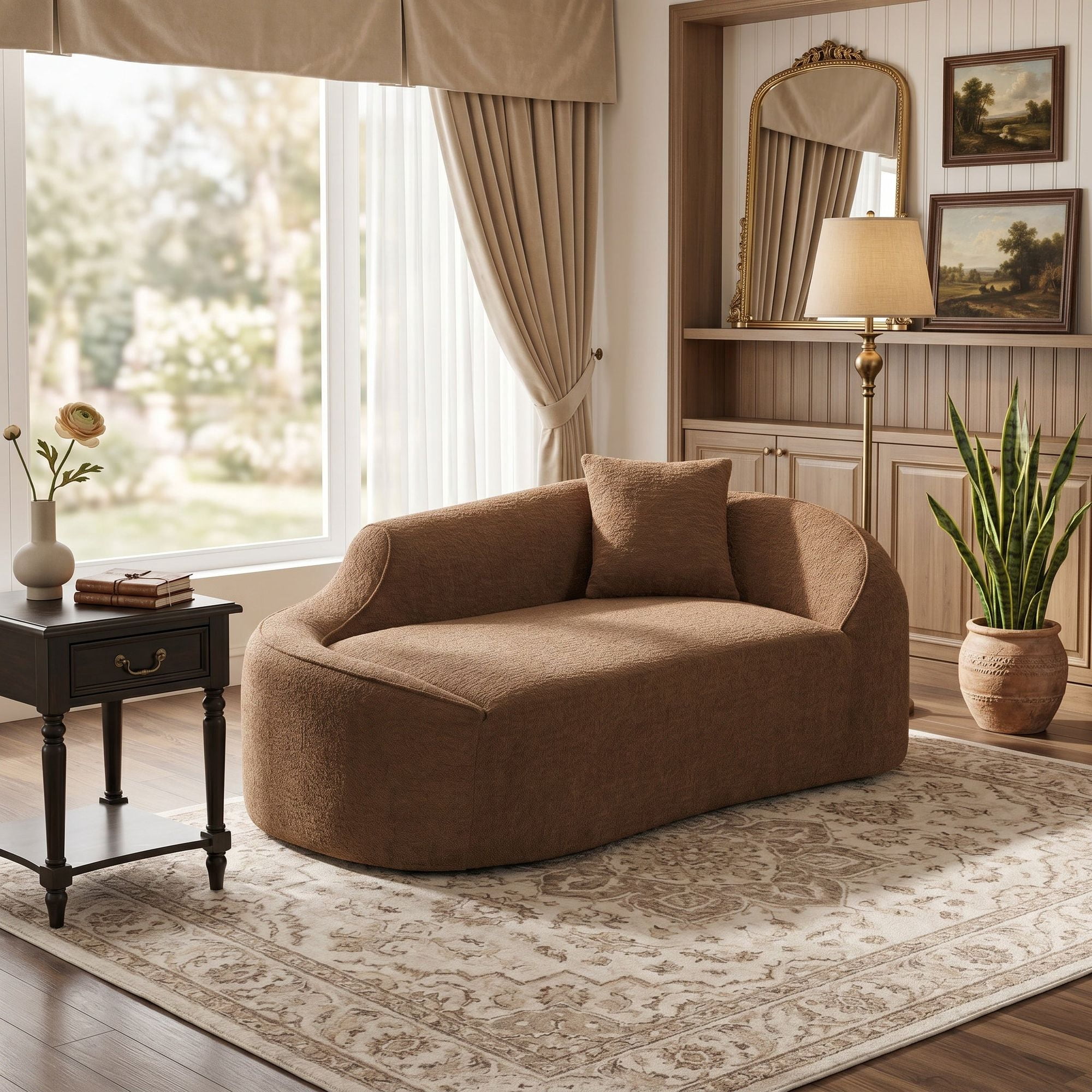 Sailvan Compression Curved Chaise Longue Loveseat Sofa Bed with 1 Pillow