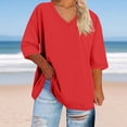 thumbnail image 6 of Bovxnpu Womens Summer Tops, Plus Size Casual T Shirt, Women's Oversized V-neck Short Sleeved Solid Summer Base Shirt Sports T-shirt XXL, 6 of 6