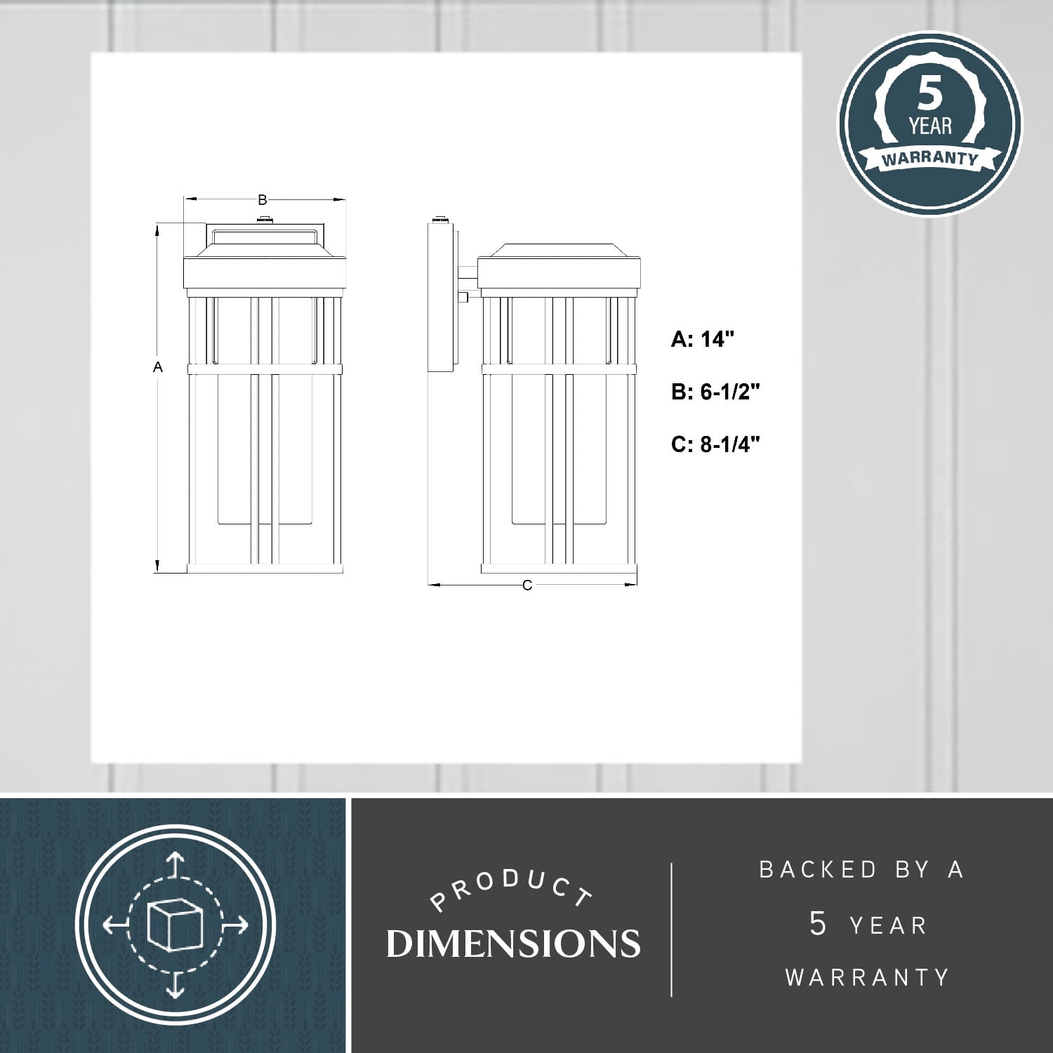 Crestline Aluminum 1 Light LED Compatible Dusk to Dawn Black Transitional Outdoor Wall Lantern Clear Glass
