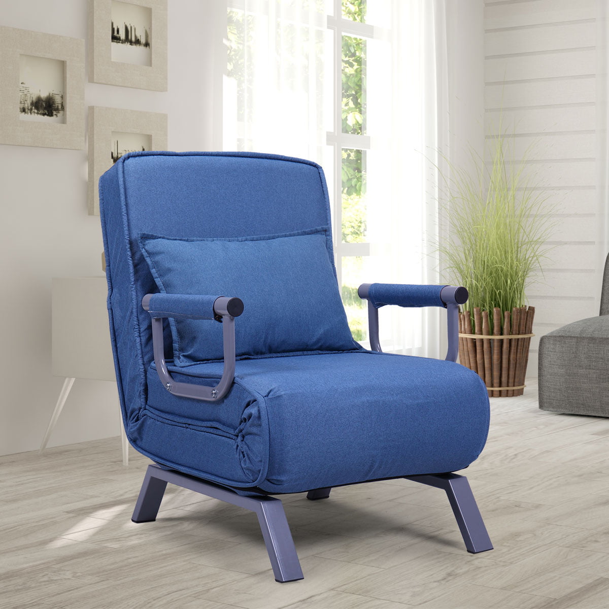 Jaxpety Fabric Folding Chaise Lounge Convertible Single Sleeper Sofa