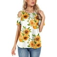 thumbnail image 3 of ANYJOIN Womens Summer T Shirts Strappy Short Sleeve Tunic Tops Strappy Cold Shoulder Blouse, 3 of 6