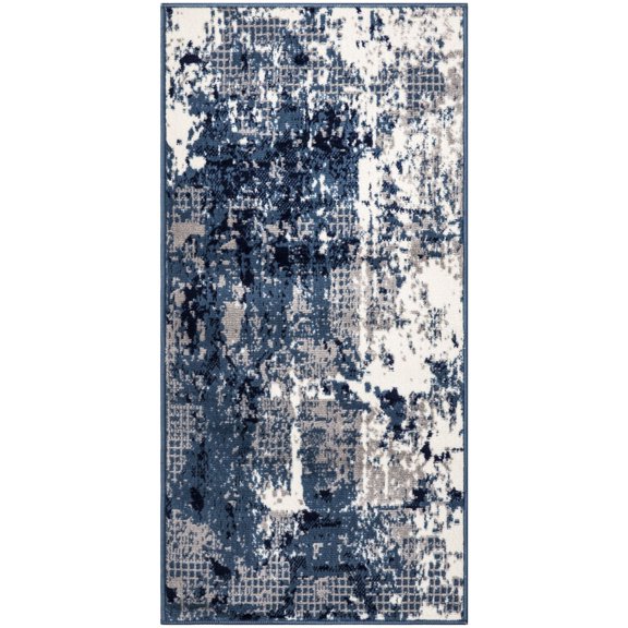 Nourison Grafix Modern Abstract Indoor Rug Navy Blue 2' x 4'