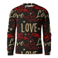 thumbnail image 5 of Fgvctg Valentine's Day Men Sweater Ribbed Knit Crewneck Sweater Love Heart Print Soft Pullover Slim Fit Long Sleeve Sweaters Lightweight Spring Blouse Red XL, 5 of 5