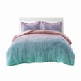 thumbnail image 2 of Primrose Ombre Shaggy Faux Fur Comforter Set in Purple Multi - Soft 100% Polyester with Antimicrobial Finish, Includes Shams with Overlap Closure - Cozy Bedding for Stylish Bedrooms, 2 of 4