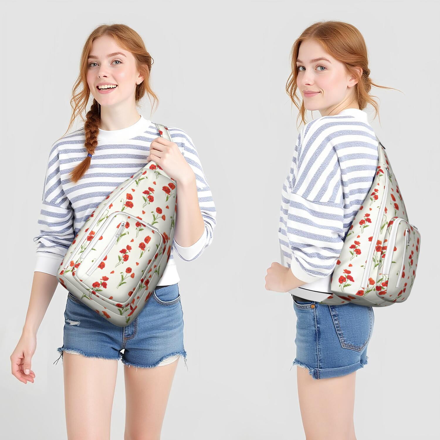 Lightweight Tear - resistant Sling Bag with Daisy Design for Unisex