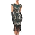 thumbnail image 2 of Elainilye Fashion 1920 Vintage Sequin Dress Studded Tassel Dress High-end Banquet Evening Dress Sleeveless V-neck Dress Prom Dress,Red, 2 of 6
