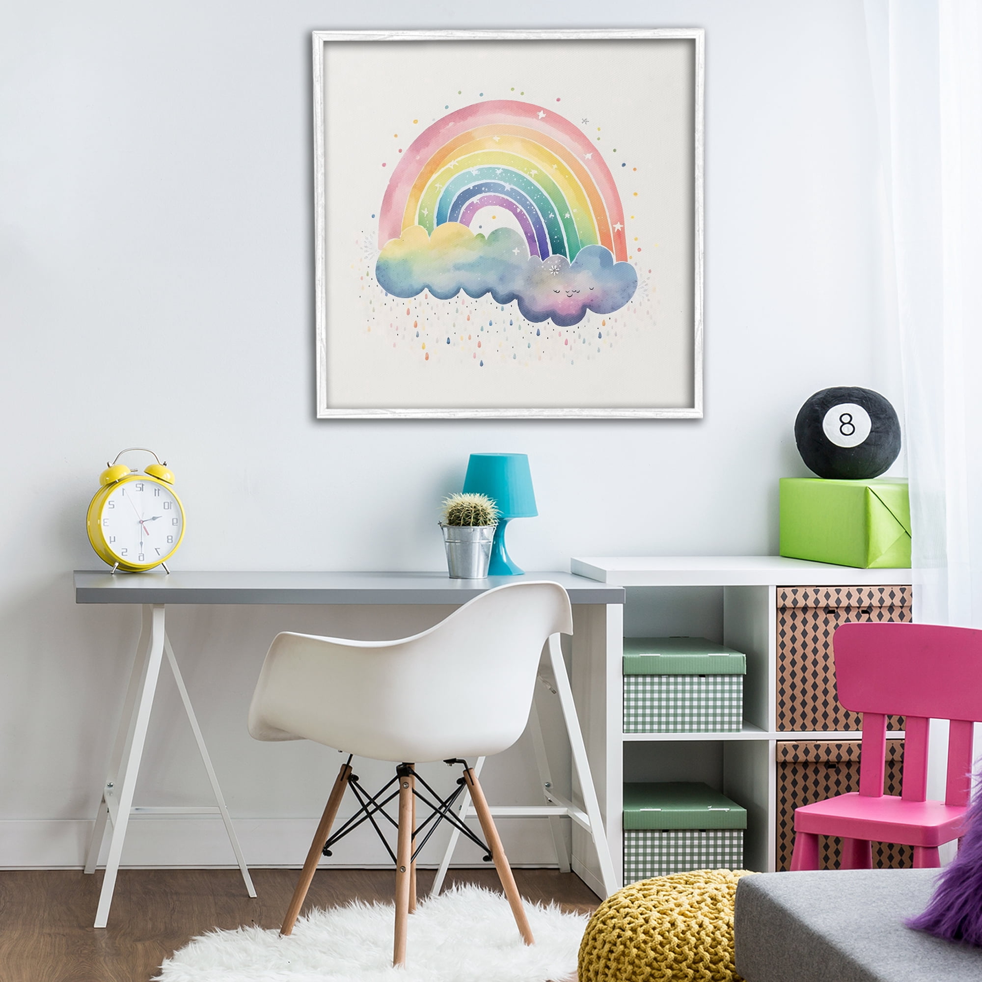 Stupell Industries Bright Boho Rainbow & Stars White Framed Giclee Art, design by Creative Studio