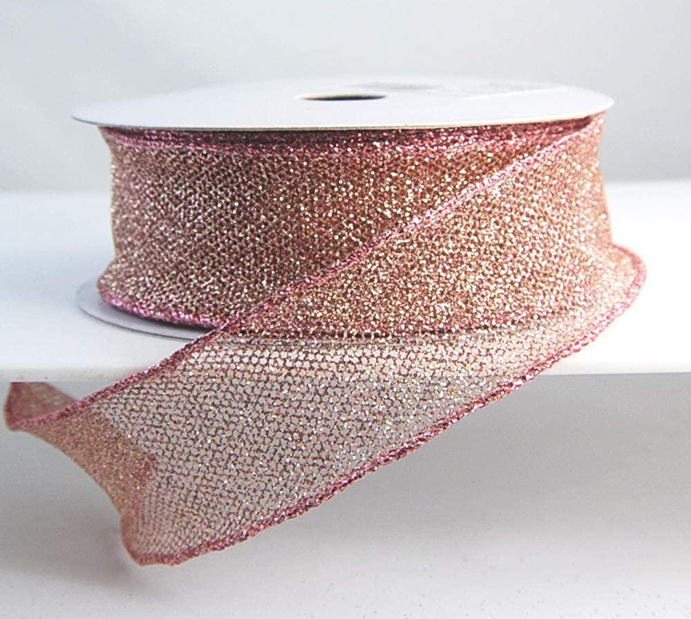 Rose Gold ribbon,mesh ribbon,sparkle ribbon,gold ribbon,ribbon by the yard,ribbon for bows,ribbon for flowers,crafts ribbon,wedding ribbon.