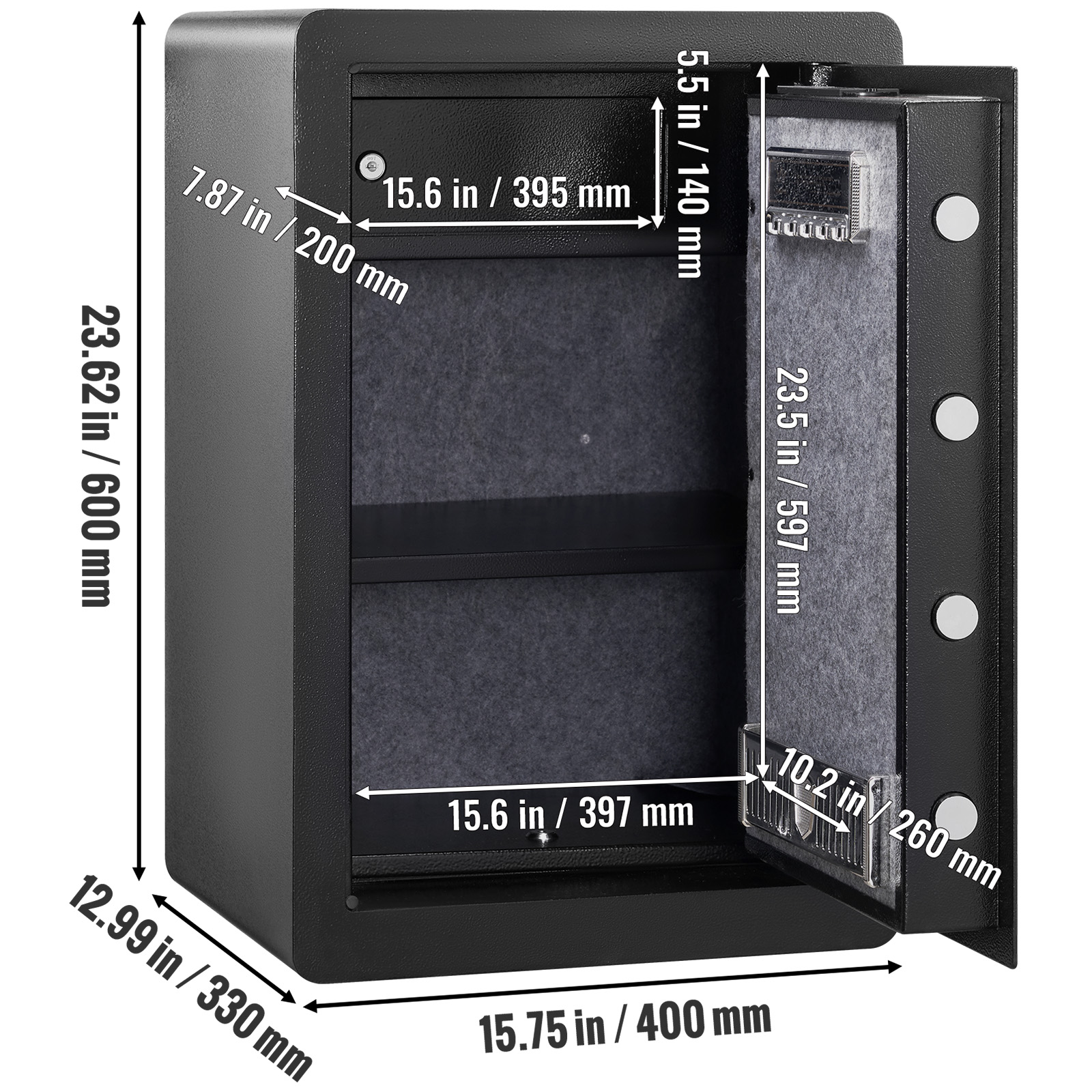 Vevor 2.2 Cu Ft Fingerprint Digital Safe with LED Light photo 7