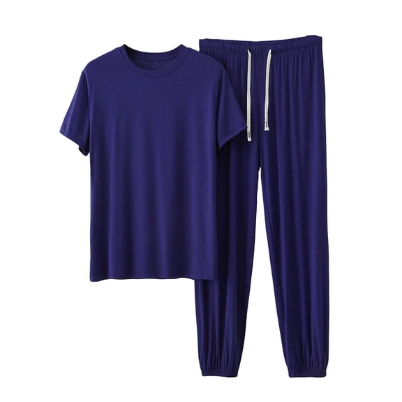 YSUEJPF Men's Summer Lounge Sets 2 Piece Lightweight Casual Short Sleeve Shirt & Joggers Pajama Sets Loungewear
