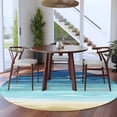 thumbnail image 4 of Summer Coastal Round Rugs 5ft, Turquoise Ombre Beach Ocean Waves Non Slip Washable Rug Runner, Low Pile Indoor Floor Carpet Mat Bathroom Rugs for Living Room, Bedroom, Kids Room, 4 of 9