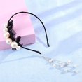 thumbnail image 4 of Skymirror Women Headband High-end Luxurious Durable Elastic Convenient Exquisite Big Imitation Pearl Long Tassel Hair Clasp Gift, 4 of 7