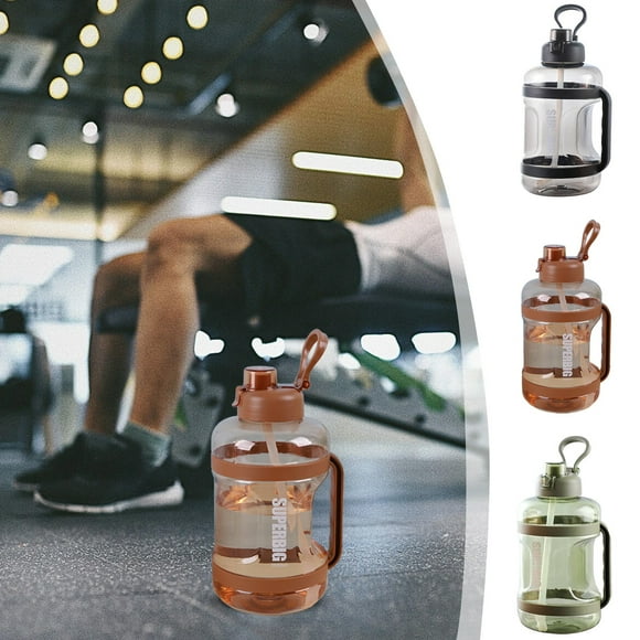 Clearance under $5 Fufafayo 2.5L Large Water Bottle Lovely Wide Mouth Drink Bottle with Handle Leak Proof Big Bottle with Straw and Strap for Sports