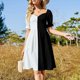 thumbnail image 4 of Vestido de cóctel de manga corta mitad negro mitad blanco, 4 of 7