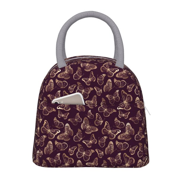Easygdp Beautiful Purple Butterflies Bolsa de Almuerzo Insulada Grande, Forro de Aluminio, Diseño Espacioso, a Prueba de Fugas, Ideal para Trabajo, Picnics, Viajes y Actividades al Aire Libre