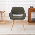 thumbnail image 2 of Teddy Fabric Upholstered Side Dining Chair with Metal Leg(Green teddy fabric+Beech Wooden Printing Leg),KD backrest, 2 of 5