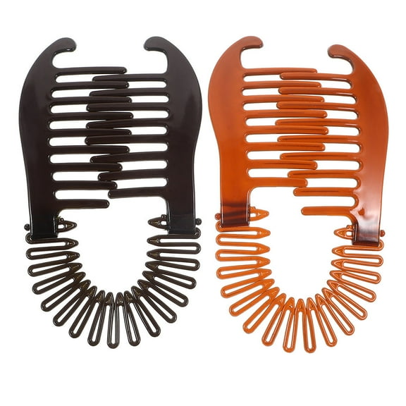 ibasenice 2Pcs Hair Claw Clips Banana Shape Nonslip Interlocking Teeth Women Accessories