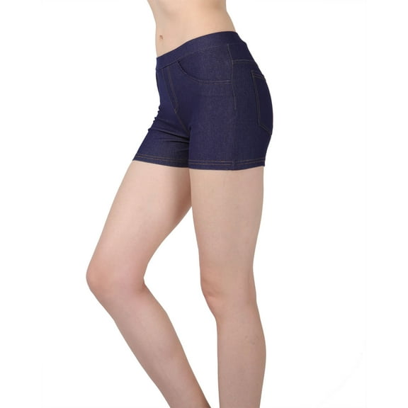 MeMoi Retaco Denim Legging Short Shorts - Womens - Female