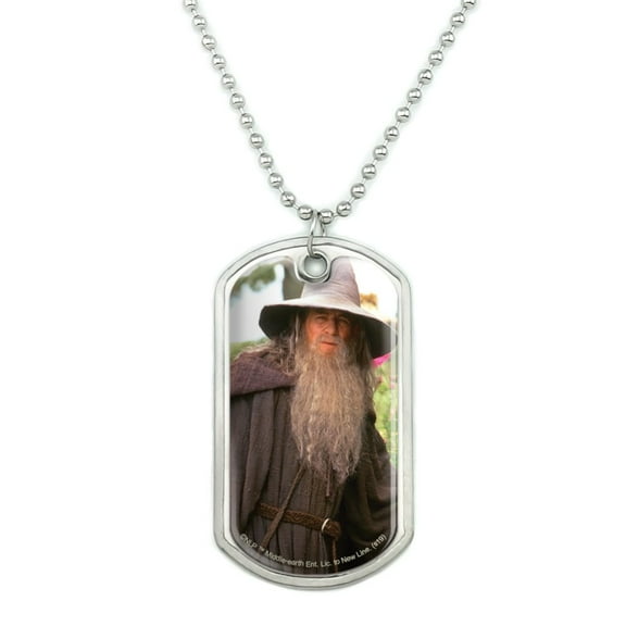 The Lord of the Rings Gandalf the Grey Character Military Dog Tag Pendant Necklace with Chain