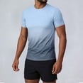 thumbnail image 2 of Men's Athletic T-Shirts Gradient Ombre Short Sleeve Crew Neck Slim Fit Workout Top Performance Quick Dry Lightweight Stretch Tee for Running Training Outdoor Bodybuilding Fitness, 2 of 9