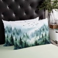 thumbnail image 4 of Green Ombre Mountain Throw Pillow Cover 20 x 26 Inch Decorative Pillow Cover Watercolor Forest Lumbar Pillowcase Seasonal Rectangle Cushion Case for Couch Sofa Bed Living Room, 4 of 7