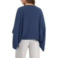thumbnail image 3 of INSPIRE CHIC Women's Linen Fall Cardigan 3/4 Sleeve Open Front Loose Cover Ups Lightweight Shrug S Dark Blue, 3 of 6