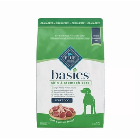 Blue Buffalo Basics Adult Grain-Free Limited Ingredient Lamb and Potato Recipe Dry Dog Food 22 lb