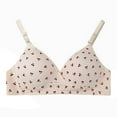 thumbnail image 4 of ALLLIST Wireless Women's Bras Unlined Full Coverage Training Beige Cherry Prints Cozy Bralette for Women Size S-XL, 4 of 4