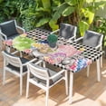 thumbnail image 2 of Bunny Easter Table Cloths for 3 Foot Rectangle Tables, Eggs Plaid Spring Floral Black White Farmhouse Patio Waterproof Elastic Fitted Tablecloths, Washable Rectangular Table Cover for Camping, 2 of 8