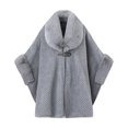 thumbnail image 2 of Samdudou Fall Coats for Women Elegant Cloak Waffle Textured Knit Cape Faux Fur Trimmed Neckline Front Clasp Closure Outerwear for Evening Events Sophisticated Wardrobe, 2 of 5