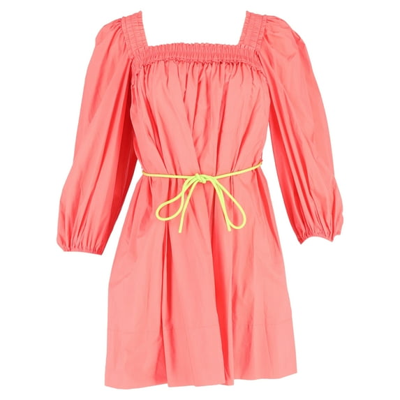 Pre-Owned Zimmermann Nina Pleated Shirred Mini Dress In Coral Cotton