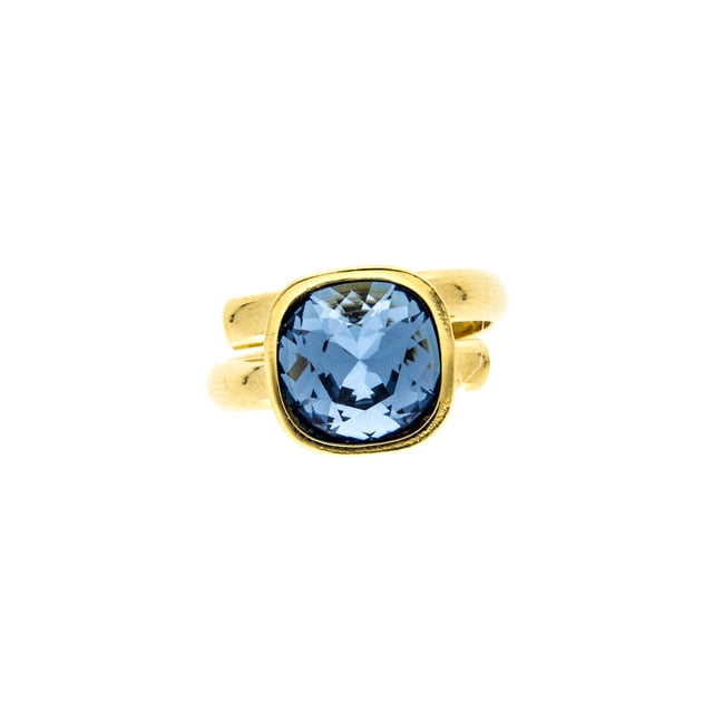 Anillo para Mujer con Cristal Fino Swarovski en forma de Cuadrado– Bañado en Oro 14k– Anillo Elegante y Brillante-Aretes de Mujer de Moda, Joyería para Mujer de Moda– Regalo especiall Ortiz Espinosa Temporada