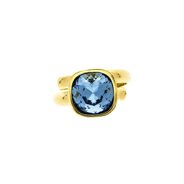 Anillo para Mujer con Cristal Fino Swarovski en forma de Cuadrado– Bañado en Oro 14k– Anillo Elegante y Brillante-Aretes de Mujer de Moda, Joyería para Mujer de Moda– Regalo especiall Ortiz Espinosa Temporada