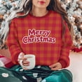 thumbnail image 5 of Maplenight Christmas Sweatshirts for Women Merry Christmas Plaid Pullover Crew Neck Sweatshirts Holiday Vacation Graphic Tees Tops, 5 of 7