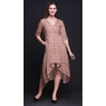 thumbnail image 4 of Bimba Robe Droite Asymétrique pour Femmes en Coton à Imprimé Floral Lotus Rose avec Poche, Manches Courtes, Col en V, Mi-Longue - XX-Grand, 4 of 4