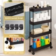 thumbnail image 7 of Pinksheep Slim Rolling Storage Cart, 4Tier Bathroom Organizer Utility Carts Shelving Unit with Wheels for Kitchen, Black, 7 of 7