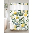 thumbnail image 6 of No Hook Shower Curtain with Snap in Liner, Summer Watercolor Lemon Fruit Waterproof Bath Curtain Double Layers with See Through Top Window, Vintage Citrus Leaf Hotel Shower Curtains 60x72in, 6 of 9