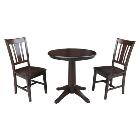 30 Round Pedestal Dining Table With 2 San Remo Chairs Mocha 3 Piece Set