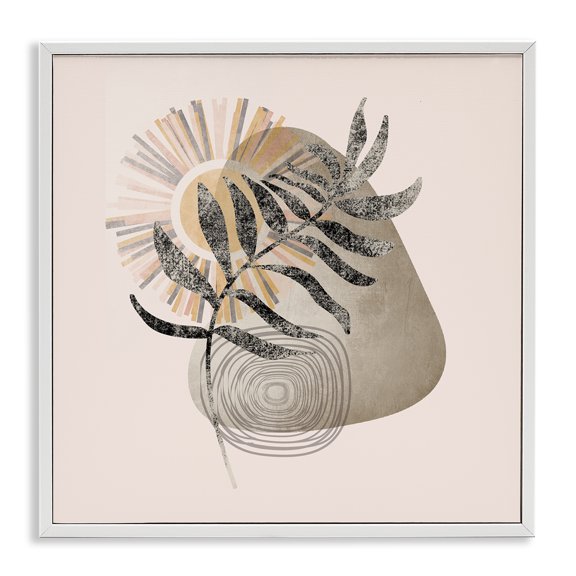 Stupell Industries Eclectic Modern Boho Plant Leaf Sun White Framed Giclee Art, 24 x 24, by Lil' Rue