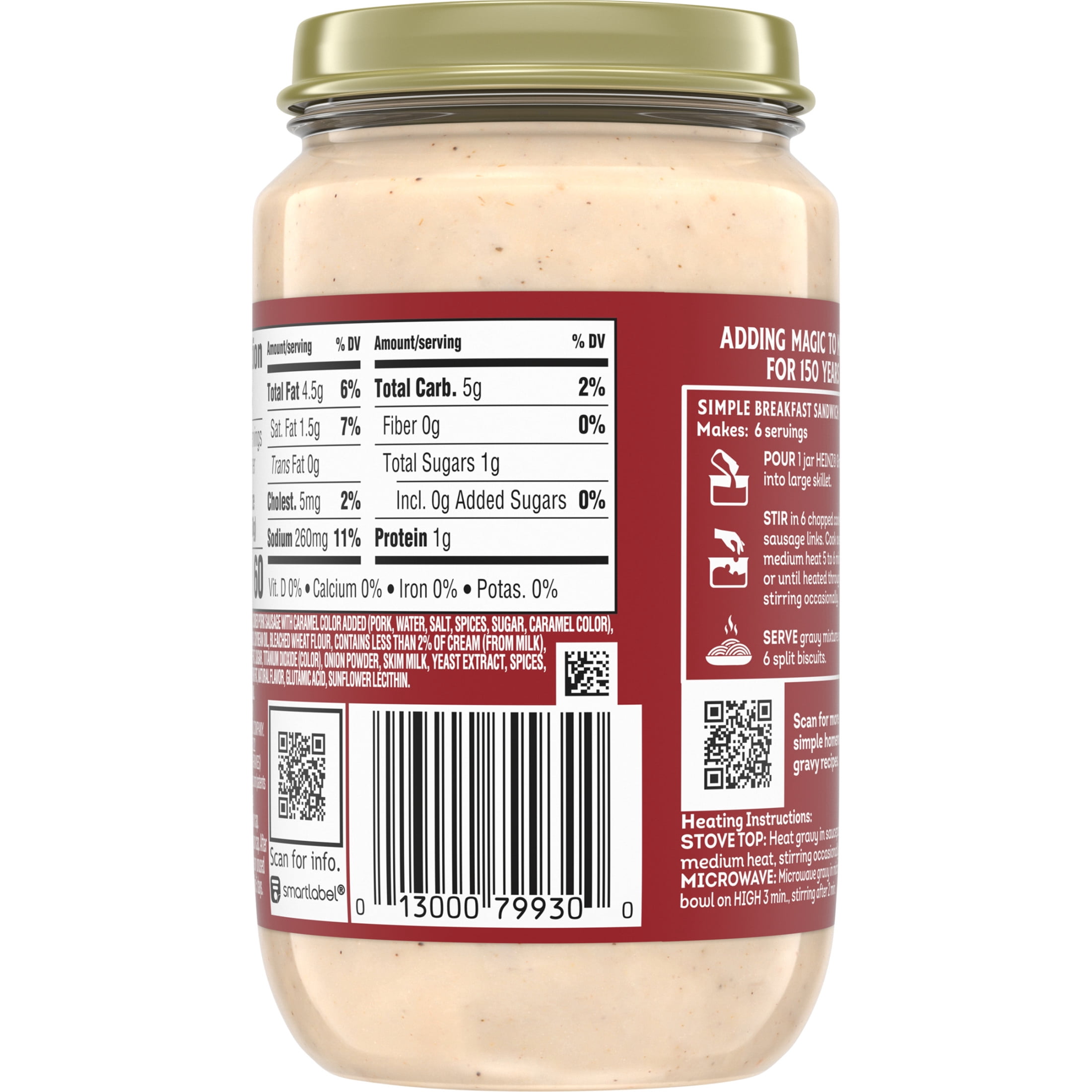 Heinz HomeStyle Country-Style Sausage Gravy, 12 oz Jar