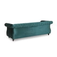 thumbnail image 6 of Pemberly Row Modern / Contemporary Velvet Sofa in Teal and Dark Brown, 6 of 13