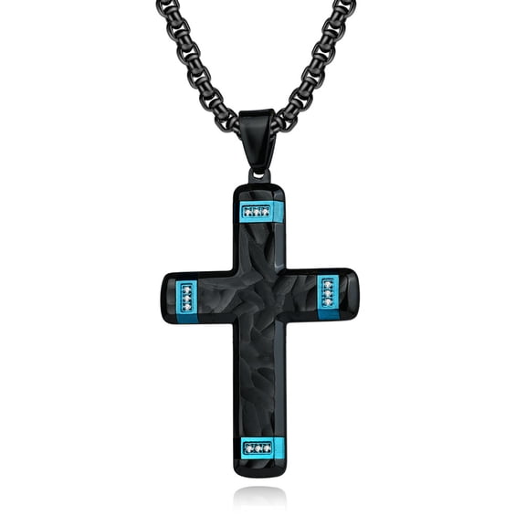Metaljc Stainless Steel Cross Necklace for Men , Religion Fashion Jewelry Gifts, 24 In