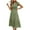 green, variant on Womens Summer Casual Smocked Long Dress Flutter Ruffle Sleeve Crew Neck Elastic Waist Tiered Swing Midi Dress (Medium White)