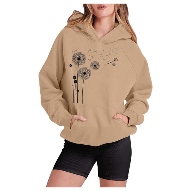 WEAIXIMIUNG Chandail en Molleton Surdimensionné à Col Rond pour Femmes Imprimé à Capuche avec Poche Pull de Sport